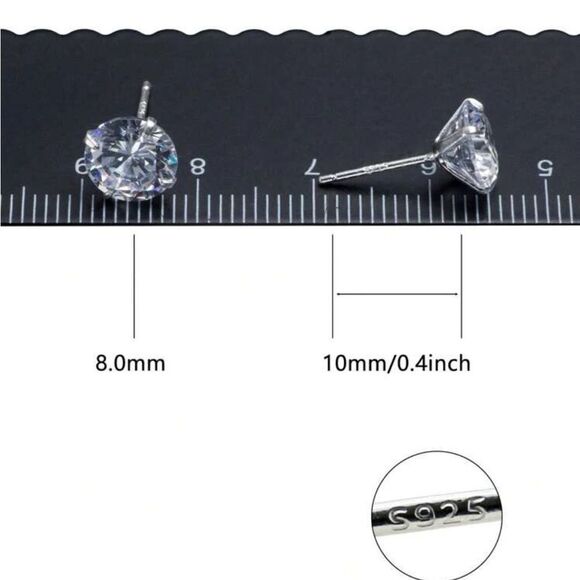 Stunning sterling silver post CZ earrings! New! - Picture 4 of 5